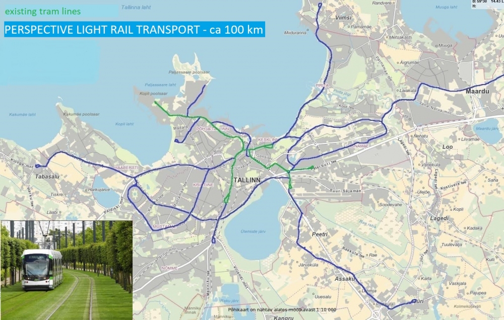 Map of Tallinn tram lines